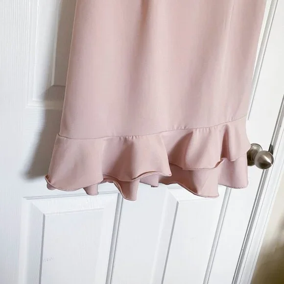 TCEC Dress Womens Blush Pink Ruffle Mini Party Dress Cocktail Bridal Wedding - Picture 3 of 7